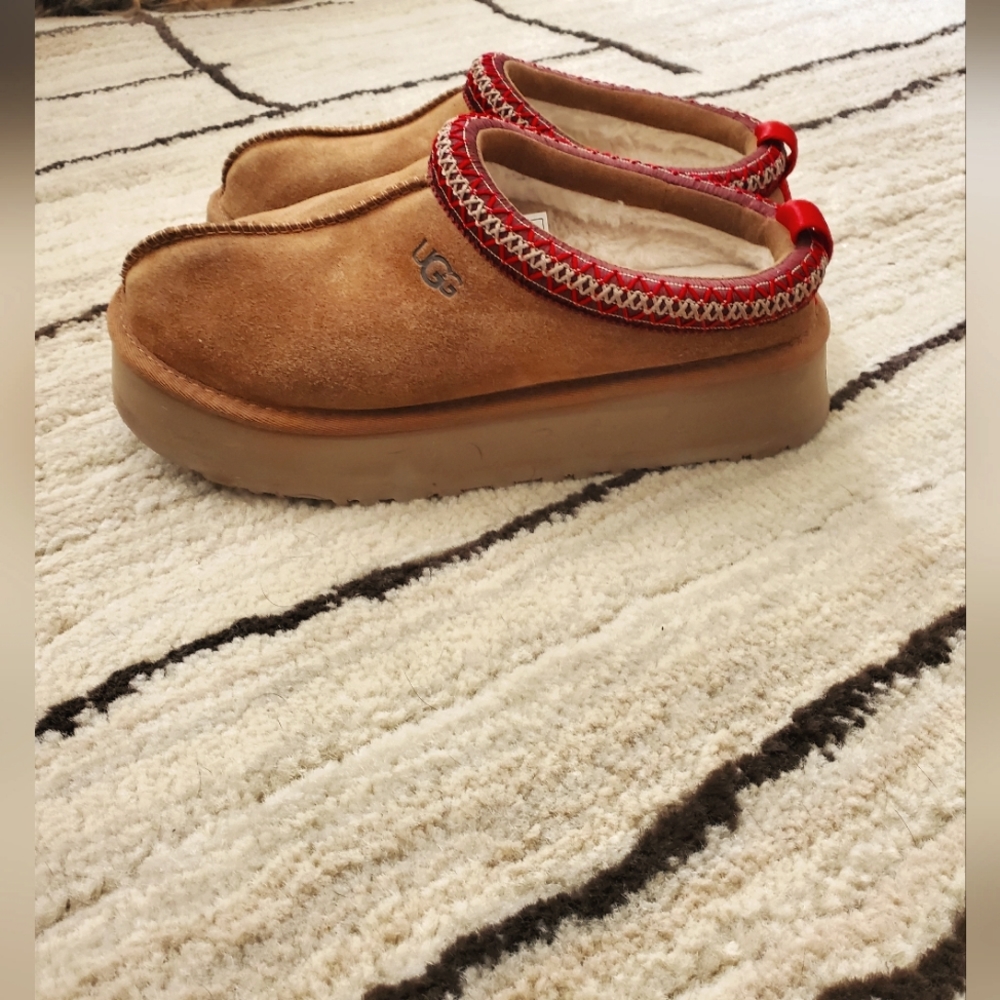 Ugg Tazz Platform Chestnut Mules